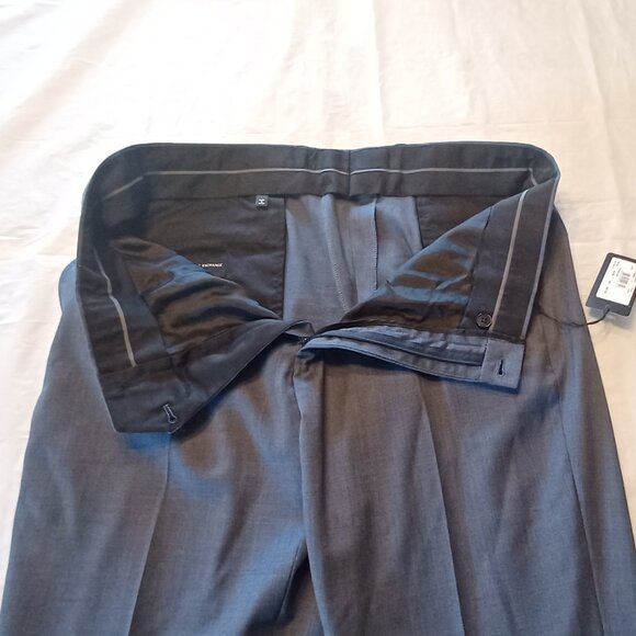 NEW Armani Exchange Steele Blue LONG Modern Fit Flat Front Solid Dress Pants - Picture 5 of 12